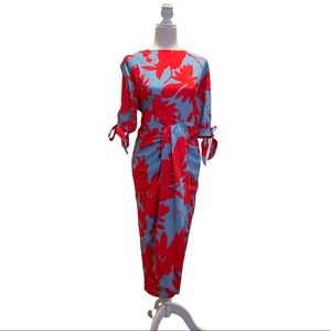 NWT tropical dress with peek a boo sleeves